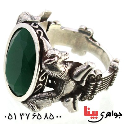 انگشتر جید سبز مردانه سنگین ایران باستان _کد:10220