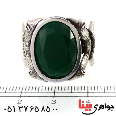 انگشتر جید سبز مردانه سنگین ایران باستان _کد:10220