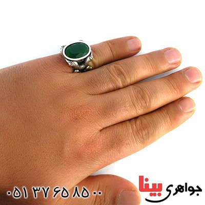انگشتر جید سبز مردانه سنگین ایران باستان _کد:10220
