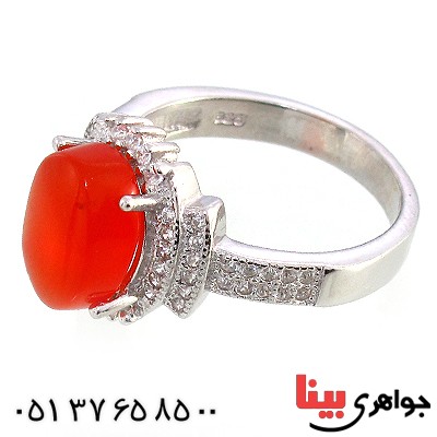 انگشتر عقیق یمنی خوشرنگ زنانه مدل تاج _کد:10221