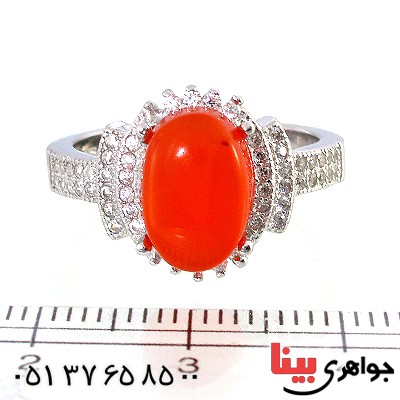 انگشتر عقیق یمنی خوشرنگ زنانه مدل تاج _کد:10221