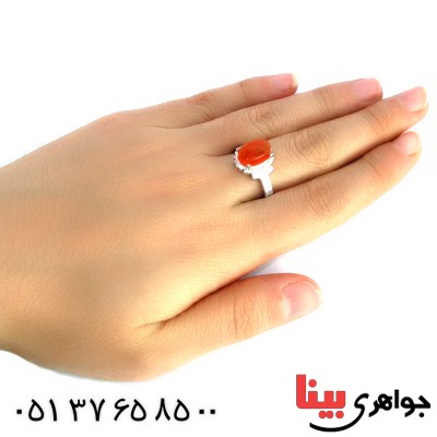 انگشتر عقیق یمنی خوشرنگ زنانه مدل تاج _کد:10221