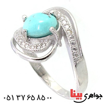 انگشتر فیروزه نیشابوری زنانه مدل نیلو _کد:10222