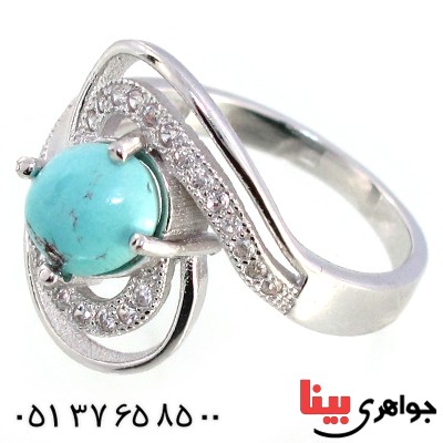انگشتر فیروزه نیشابوری زنانه مدل نیلو _کد:10222