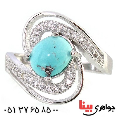 انگشتر فیروزه نیشابوری زنانه مدل نیلو _کد:10222