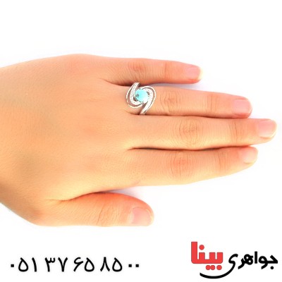 انگشتر فیروزه نیشابوری زنانه مدل نیلو _کد:10222