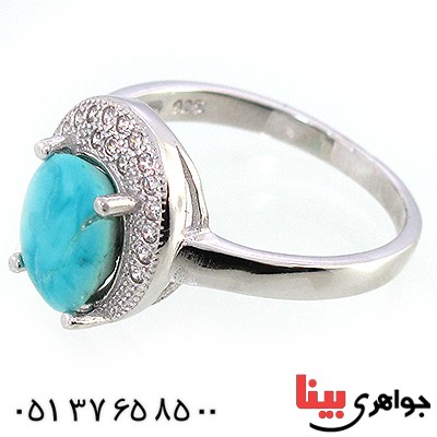 انگشتر فیروزه نیشابوری زنانه مدل آذین _کد:10225