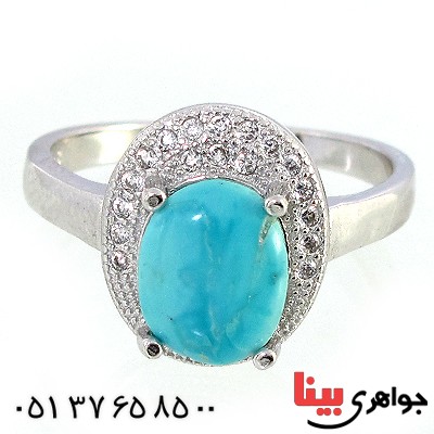 انگشتر فیروزه نیشابوری زنانه مدل آذین _کد:10225