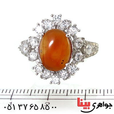 انگشتر عقیق یمنی زنانه درشت دور جواهری _کد:10227