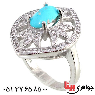 انگشتر فیروزه نیشابوری زنانه درشت مدل ملکه _کد:10228