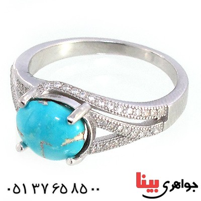 انگشتر فیروزه نیشابوری زنانه مدل روشان _کد:10231