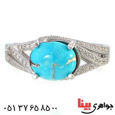انگشتر فیروزه نیشابوری زنانه مدل روشان _کد:10231