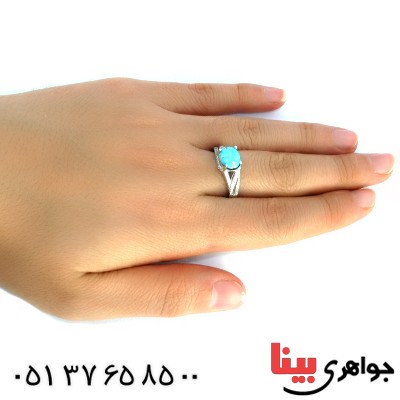 انگشتر فیروزه نیشابوری زنانه مدل روشان _کد:10231