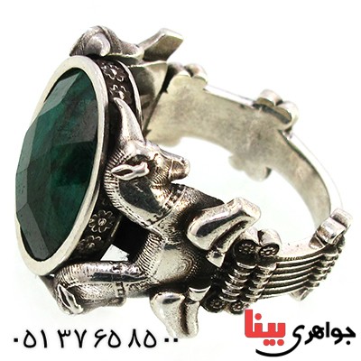 انگشتر جید سبز مردانه سنگین ایران باستان _کد:10232