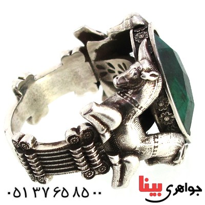 انگشتر جید سبز مردانه سنگین ایران باستان _کد:10232