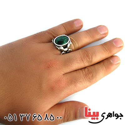 انگشتر جید سبز مردانه سنگین ایران باستان _کد:10232