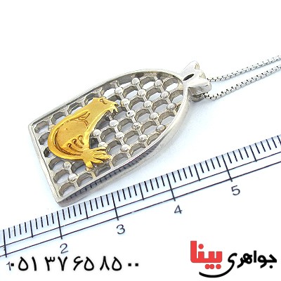 گردنبند نقره مرغ امین درشت با زنجیر ایتالیایی _کد:10233