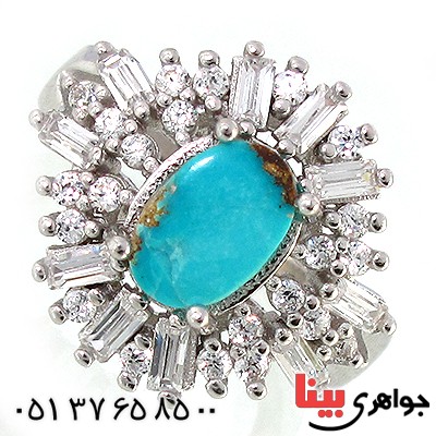 انگشتر فیروزه نیشابوری زنانه مدل افسون _کد:10235