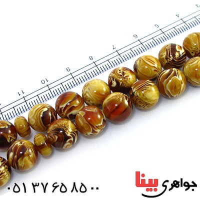 تسبیح سندلوس کهربایی 33 دانه ای درشت با عطر حرم مطهر _کد:10236