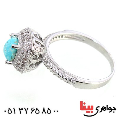 انگشتر فیروزه نیشابوری زنانه مدل تاج _کد:10238