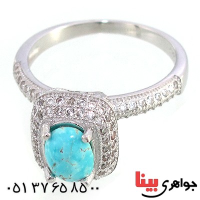 انگشتر فیروزه نیشابوری زنانه مدل تاج _کد:10238