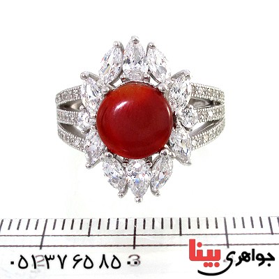 انگشتر عقیق یمنی زنانه درشت دور جواهری _کد:10240