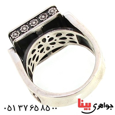 انگشتر عقیق سیاه (اونیکس) مردانه ایران باستان _کد:10241