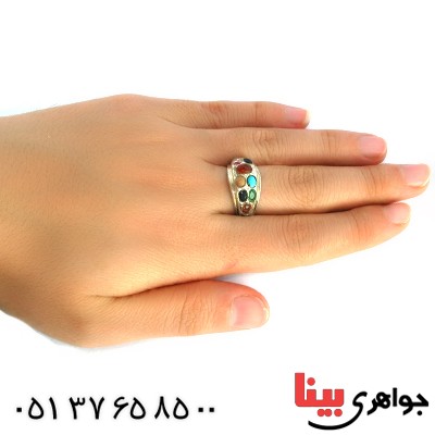 انگشتر چند جواهر رینگی یازده نگین سنتی _کد:10247