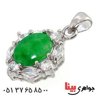 گردنبند یشم زنانه دور جواهری _کد:10251