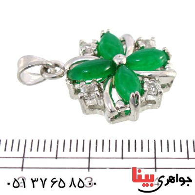 گردنبند یشم درشت مدل گل چهار پر _کد:10254