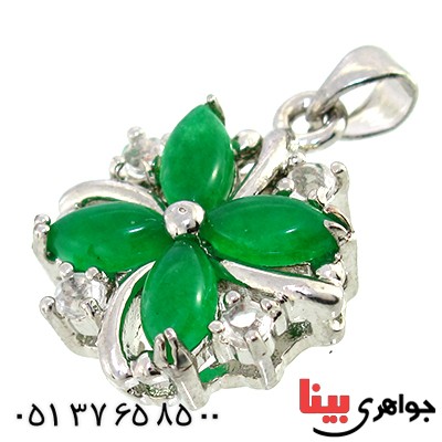 گردنبند یشم درشت مدل گل چهار پر _کد:10254