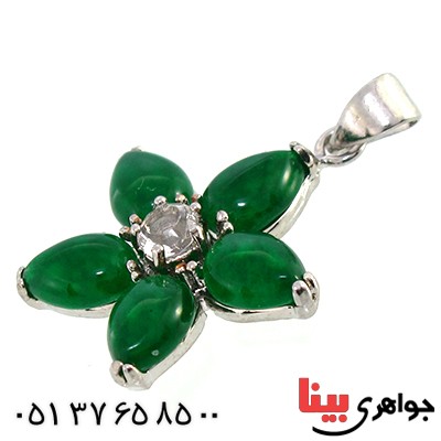 گردنبند یشم درشت مدل گل پنج پر _کد:10255