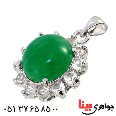 گردنبند یشم درشت دور جواهری _کد:10261