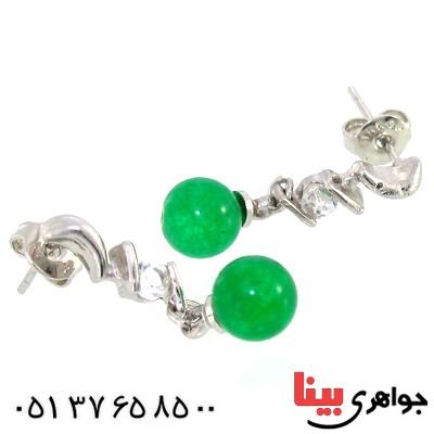 گوشواره یشم مدل گوی آویز _کد:10272