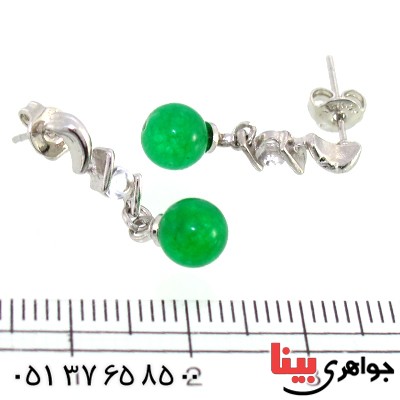 گوشواره یشم مدل گوی آویز _کد:10272