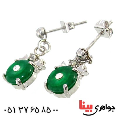 گوشواره یشم مدل آویز فانتزی _کد:10273