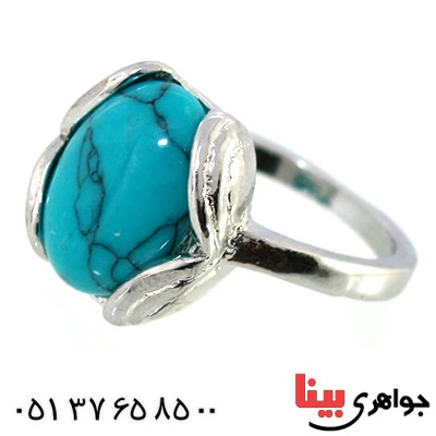 نگین انگشتر فیروزه صنعتی دایره ای _کد:10278