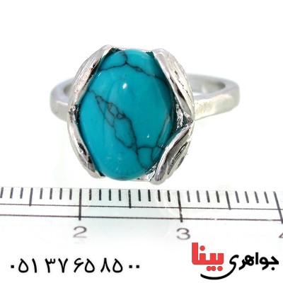 نگین انگشتر فیروزه صنعتی دایره ای _کد:10278