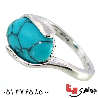 نگین انگشتر فیروزه صنعتی بیضی زیبا _کد:10284