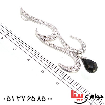 گردنبند نقره زنانه درشت نگین سوئیسی مدل شعله _کد:10292