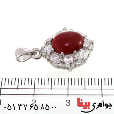 گردنبند عقیق قرمز زنانه درشت مدل دور جواهری _کد:10295