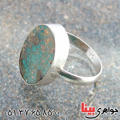 انگشتر فیروزه نیشابوری شجری بیضی دور ساده _کد:10325