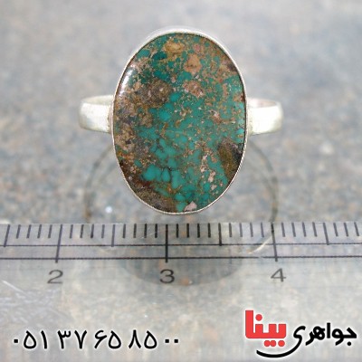 انگشتر فیروزه نیشابوری شجری بیضی دور ساده _کد:10325