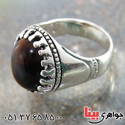 انگشتر چشم ببر مردانه درشت مدل کلاسیک دور چنگی _کد:10335