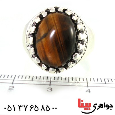 انگشتر چشم ببر مردانه درشت مدل کلاسیک دور چنگی _کد:10335