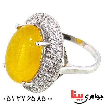 انگشتر عقیق شرف الشمس زنانه درشت درخشان _کد:10338