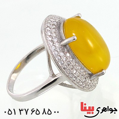 انگشتر عقیق شرف الشمس زنانه درشت درخشان _کد:10338