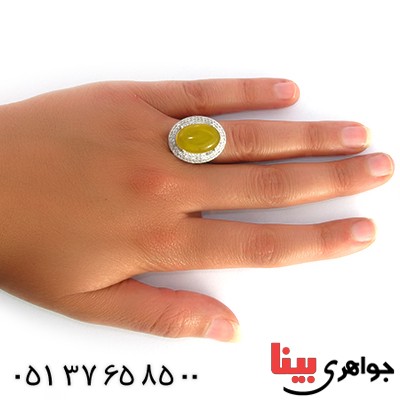 انگشتر عقیق شرف الشمس زنانه درشت درخشان _کد:10338