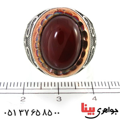 انگشتر عقیق قرمز مردانه درشت اسلیمی _کد:10339