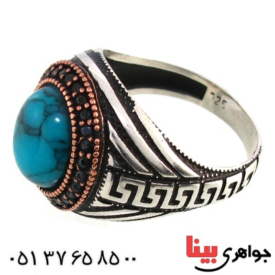 انگشتر ابسیدین آبی مردانه درشت مدل ورساچ _کد:10343